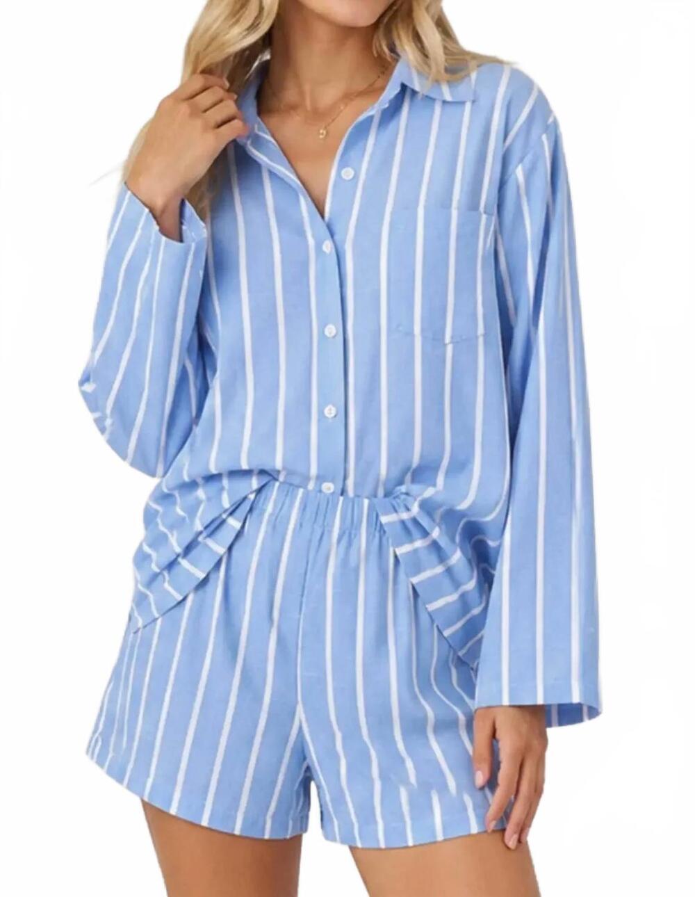 NEW SWEETKAMA hamptons strip top and bottom set in blue